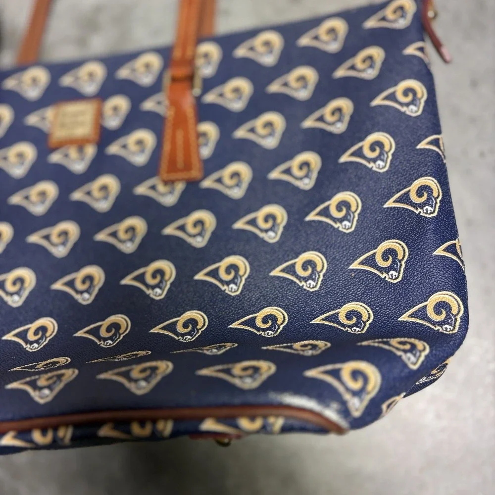 Dooney & Bourke LA Rams NFL Tote Bag Matching Wallet Set Navy Blue Coated Canva